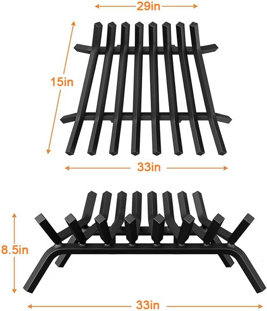 33" Fireplace Log Grate Heavy Duty Cast Iron Firewood Holder, V-Shape Fireplace Wood Burning Rack for Indoor Fireplace and Outdoor Fire Pit, Fireplace Accessories Log Holder