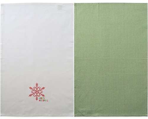 Image of DII Christmas Tea Towels Decorative Kitchen Dish Towel Set, 18x28, Happy Holidays, 2 Piece