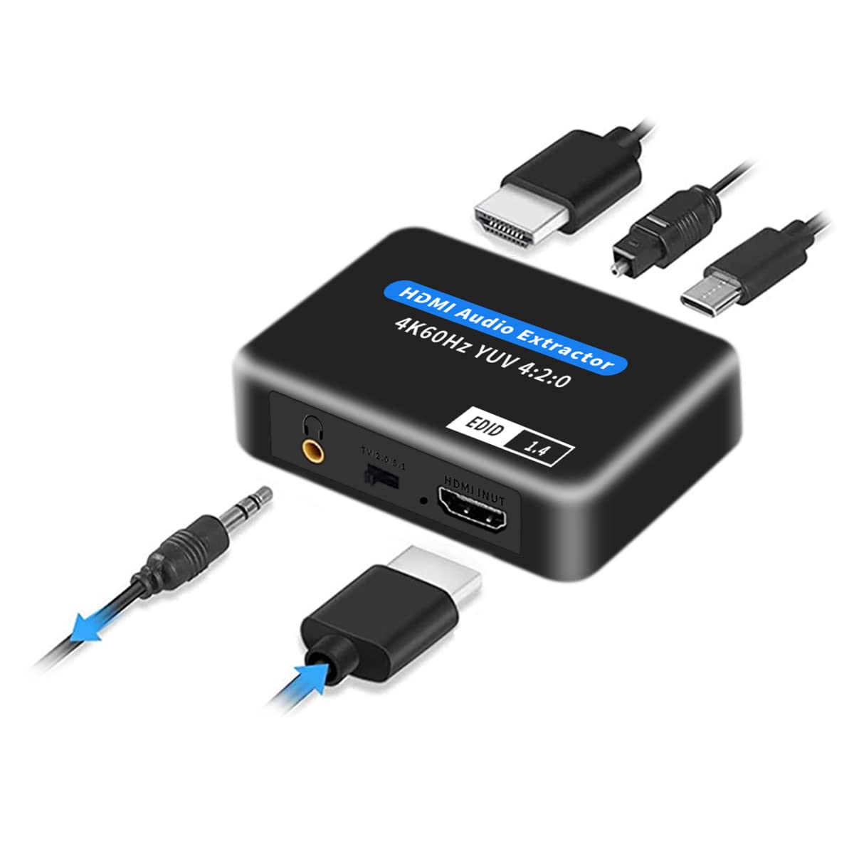ZORBES® HDMI Converter 4K60Hz HDMI to HDMI +SPDIF Optical +3.5mm AUX Stereo,3 in 1 HDMI