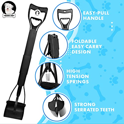 Meeko's Way 31.5 Inch Portable Pet Pooper Scooper - Extra Long Handle - For Small And Large Dogs - Durable Dog Pooper Scooper With Foldable Design - Poop Bags Included, Black #TOP1