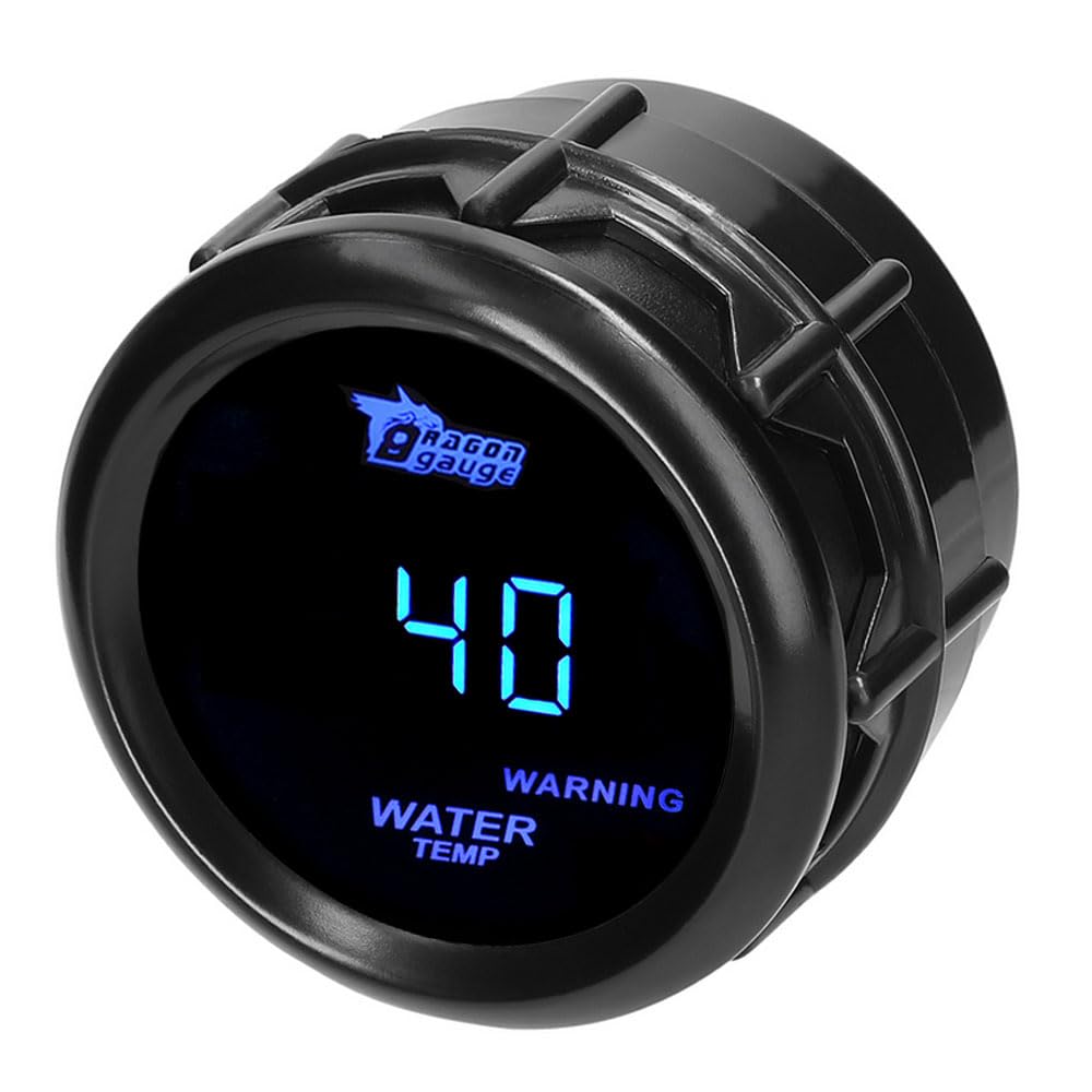 Medidor Temperatura del Agua 2" 52mm Medidor Temperatura Agua del Coche Azul Luz Digital Celsius Temperatura Agua Indicador de Calibre Instrumentos Temperatura con Sensor