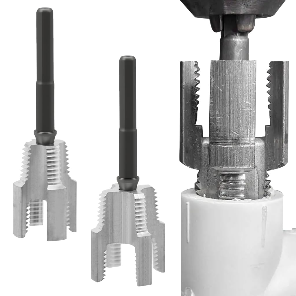 Serplex® 2Pcs Integrated Internal & External Pipe Threading Tool,Pipe Thread Cutting Tool,1/2" (DN15) 3/4" (DN20) Sizes Rethreading for Electric Drill (1/2"+ 3/4")