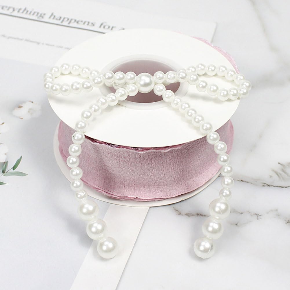 10 Pezzi - Decorazioni per torta con fiocchi e perle bianche, set