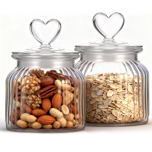 Hejo 2er Set Vorratsgläser mit Deckel, 650ml Bonbonglas mit...