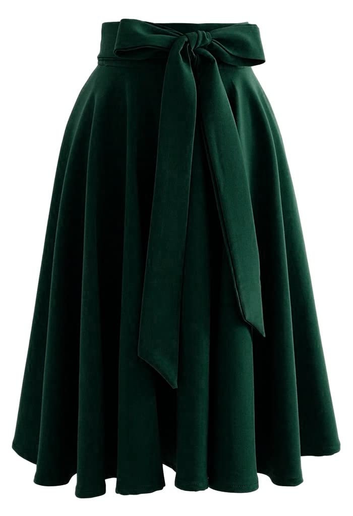 JANAKCreation Women's Knee Length Poly Crepe Skirt