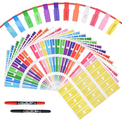 UOCAI 720 Pcs Étiquettes de Câble, Etiquette Cable Auto-adhésif Etiquettes pour Câbles Étanche Autocollant Étiquette de Câble Électriques pour Marquer Identifier Organiser le Fil Cables