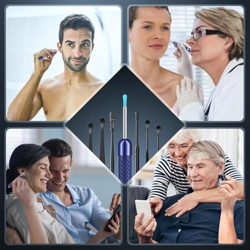 Image of Yorsfun Ear Wax Removal Tool Camera - Ear Cleaner with Camera,1080P Otoscope, Ear Cleaning Tool with 6 Ear Spoon, Ear Camera for iPhone & Android Phones - Blue