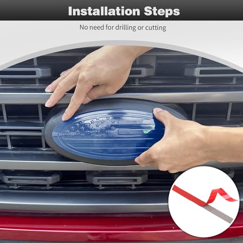 Image of CheroCar for F150 Emblem Cover Trim,Logo Back Badge Decoration Cover Trim Compatible with Ford F150 F-150,Blue