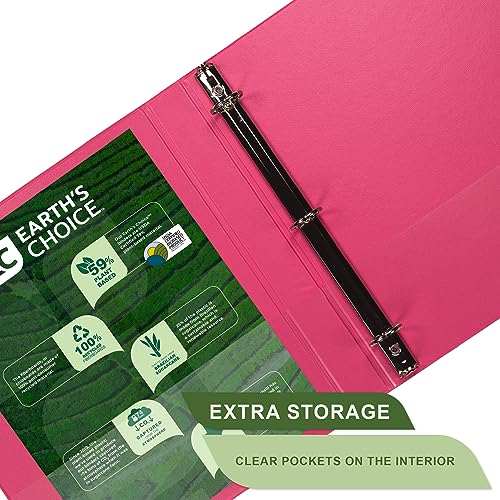 Image of Samsill Plant-Based 1 Inch Durable Round Ring, View Binder, Eco-Friendly, USDA Certified Biobased, Single, Berry Pink