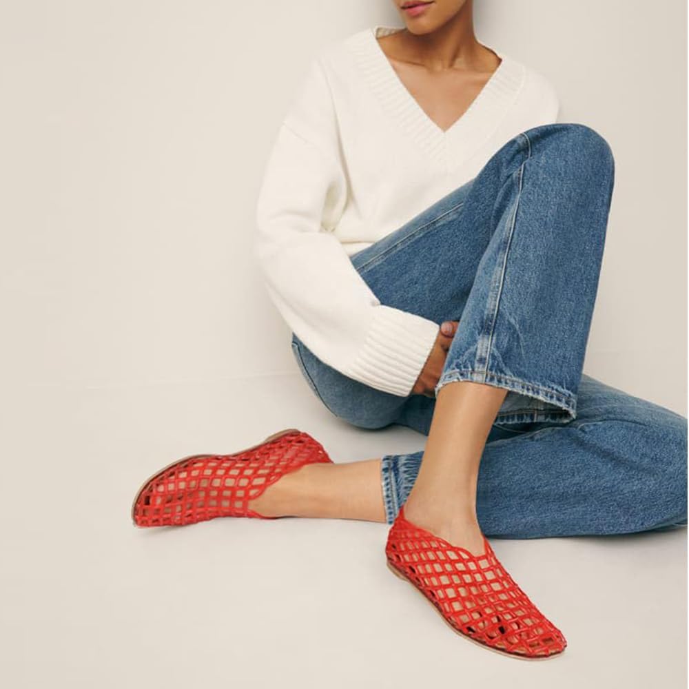 Jelly Mesh Ballet Flats for Women Fishnet PVC Clear Hollow Jellies Sandals Comfortable Beach Ballerina Flats Shoes - Image 3