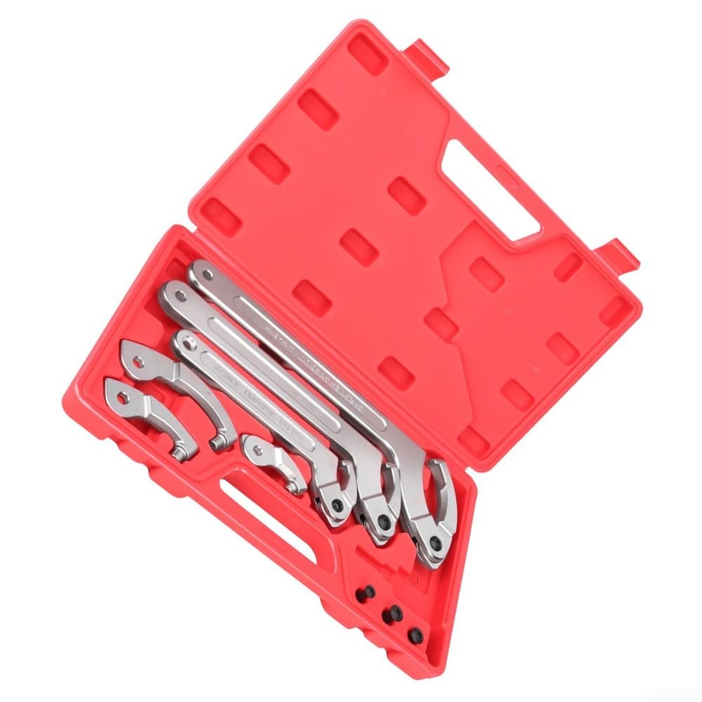 Llave inglesa ajustable, herramienta de ajuste de choque con cabezales intercambiables para tuercas cuadradas y redondas, llaves de gancho en espiral para tuberías y sistemas de calefacción