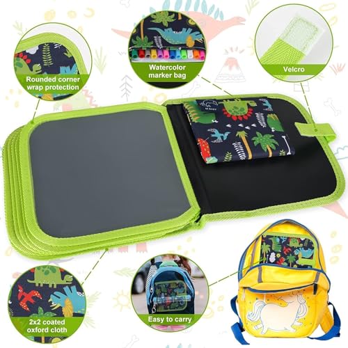 Image of AMENDAS Erasable Doodle Book Set for Kids, Reusable Magic Drawing Book with Watercolor Pens, Road Trip Car Game Writing and Painting Set for Boys and Girls