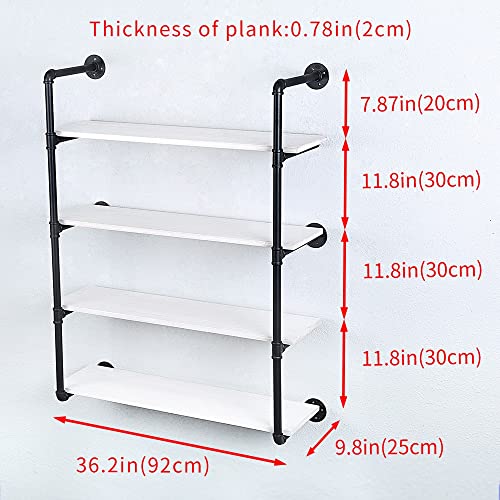 Industrial Pipe Shelving Wall Mounted,36In Rustic Metal Floating Shelves,Steampunk Real Wood Book Shelves,Wall Shelf Unit Bookshelf Hanging Wall Shelves,Farmhouse Kitchen Bar Shelving(4 Tier) #TOP2