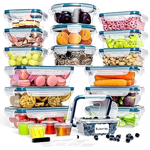 FITPREP 40-teiliges Frischhaltedosen Set [20 Vorratsdosen mit 20 Deckel]. Frischhaltedosen mit Deckel für Küche und Haushalt. Neues Modell aus Kunststoff Luftdicht, Auslaufsicher, Meal Prep Cover