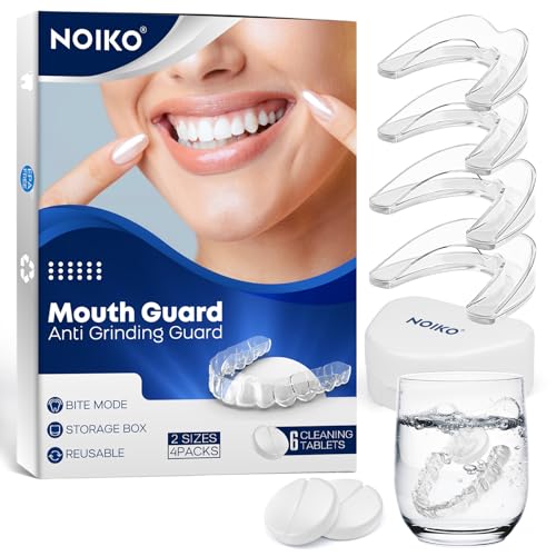 Anti Grinding Guard for Adult with 6 Cleaning Tablets, Mouth Guard for Clenching Teeth at Night Upgraded Safety EVA Material, Night Guards for Teeth Grinding,Mouth Guard for Grinding Teeth at Night