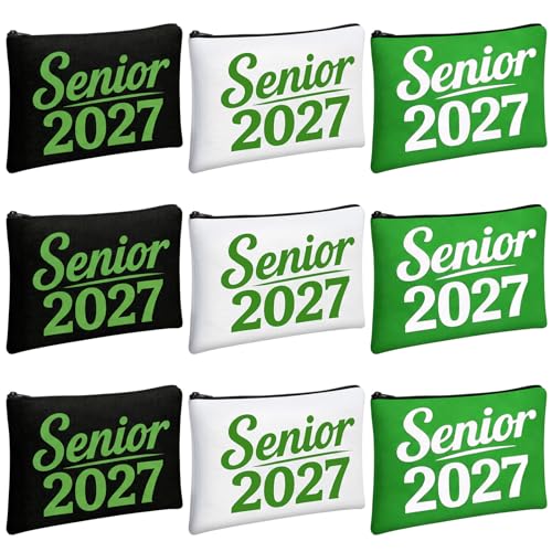 Gilprop 12 Pcs Classic Senior 2027 Gifts Makeup Bags, Green