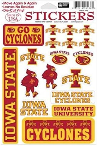 NCAA Iowa State University ISU Cyclones 6''x9'' Sheet of 18 Decals Stickers