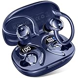 イヤホン bluetooth 耳掛け ワイヤレスイヤホン 【2026年 新時代が登場】ぶるーとゅーす イヤフォン 最大50時間再生 Bluetooth 5.4 瞬時接続 Hi-Fi音質ノイズキャンセリング 小型軽量 ランニング スポーツ IPX7防水 LEDディスプレイ Type-C充電 通学通勤 適用 iPhone/Android (ダークブルー)