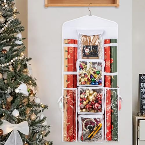 EOLIMEX Armazenamento de papel de embrulho suspenso, bolsas organizadoras de presente, suporte de pa