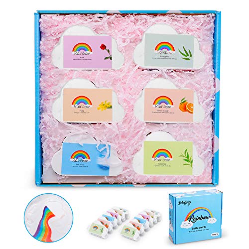 Organic Rainbow Bath Bombs, 12 Pcs Handmade Bath Bombs Gift Set with Natural Sea Salt, Coconut Oil & Shea Butter, Rich Bubble for Bath Blast and Fizzy Spa, Gift for Her Him Girls Women Men and Kids