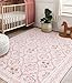 YIHOUSE 5x7 Washable Rug for Bedroom, Pink Floral Rugs for Living Room Non Slip Ultra-Thin Large Boho Rug for Kids Playroom, Classroom, Girls Dorm, Nursery, Pink Multi