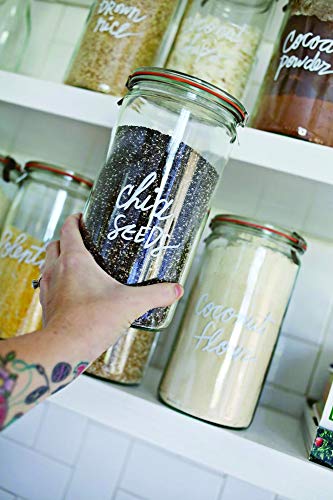 Weck Jar 974 - 1.5L Glass Jars with Large Storage Capacity - Preserving Jars with Airtight Lids Suitable for Pickling - Heat Resistant Canning Jars - Microwave Safe - (1 Jar with Glass Lid) 54 fl. oz