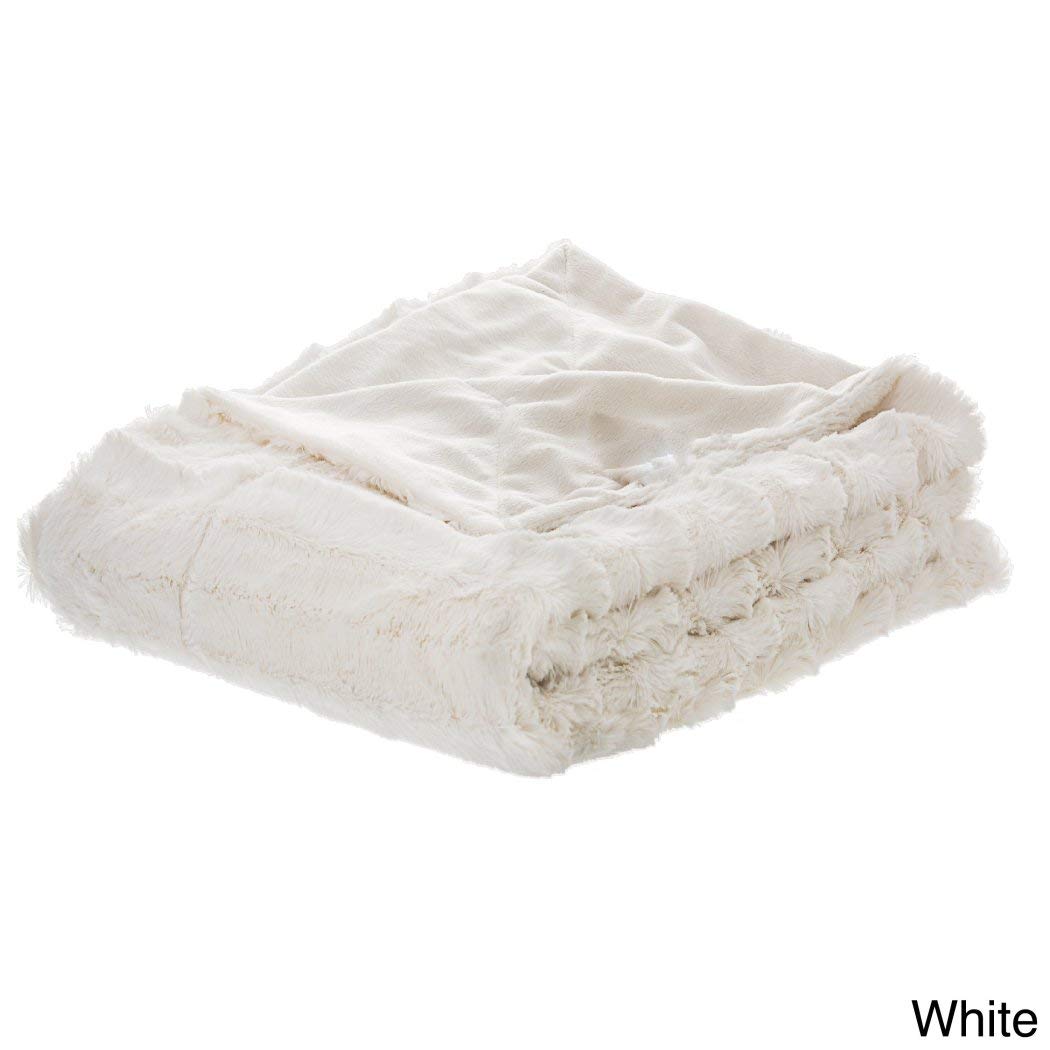 NIL 1pc 86 X 86 White Color Fluffy Throw Blanket, Faux Fur Microplush, Snow Type Solid Color Stylish Themed Luxury Blanket Kids Contemporary Modern Casual