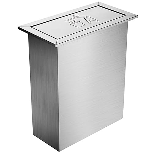 Bote de basura de acero inoxidable para cocina, armario empotrado con cubierta superior de encimera, canal de basura con tapa de balance, para