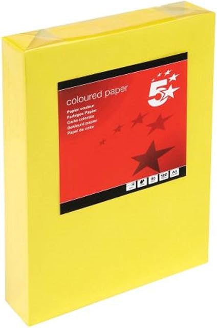 5 Star Coloured Copier Paper Multifunctional Ream-Wrapped 80gsm A4 Deep Yellow [500 Sheets]