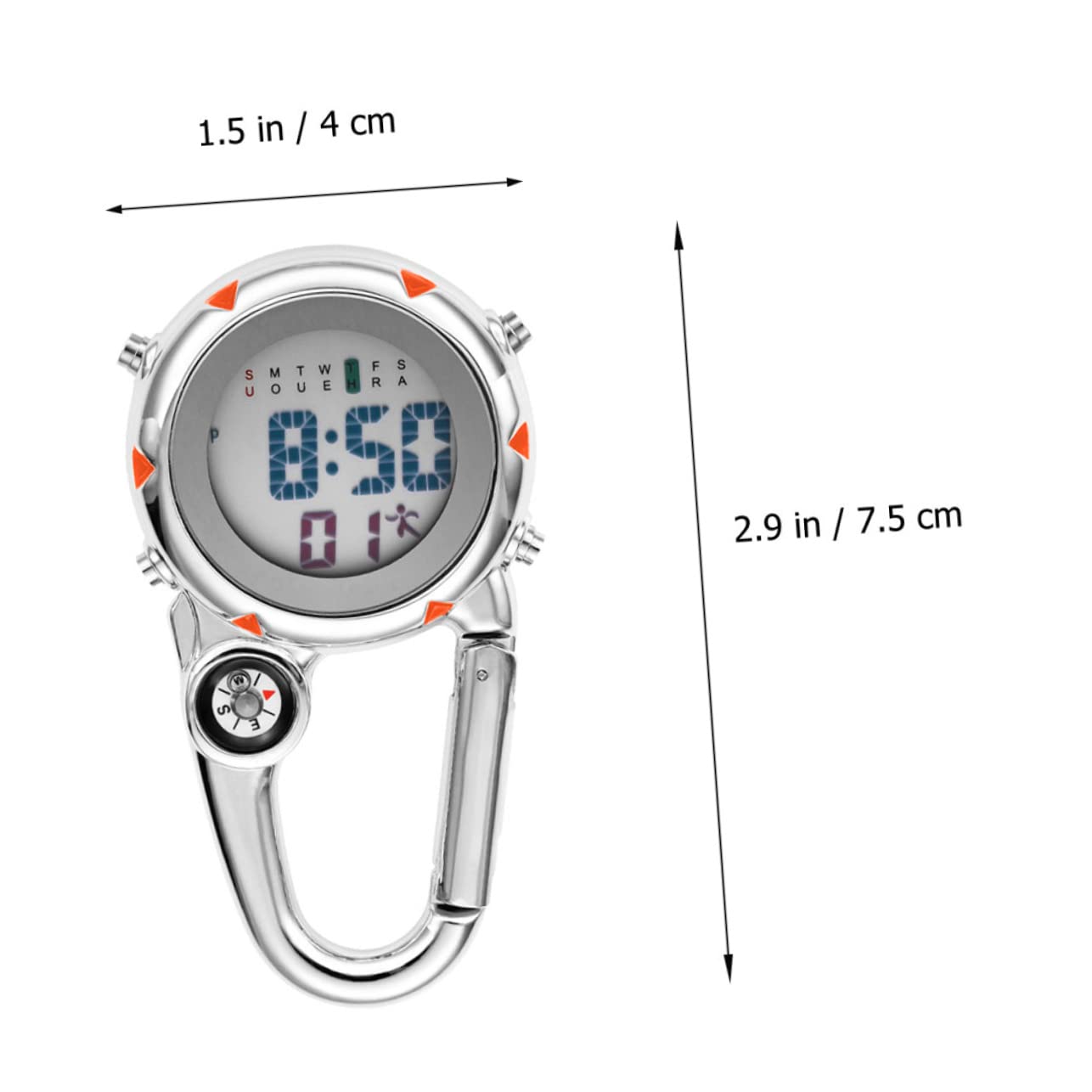 Abaodam Bergsteiger Hakenhangtisch Uhr aus Edelstahl Clip-Quarzuhr Karabiner Uhr auf Outdoor achten Rucksackuhr beim Klettern aufpassen Rostfreier Stahl Orange