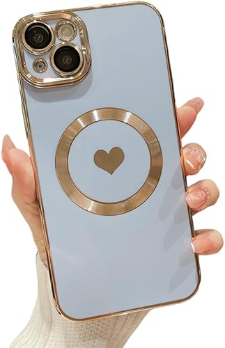 Funda diseñada para iPhone 13, compatible con MagSafe con protector de lente de cámara integrado, suave, delgada, a prueba de golpes, funda