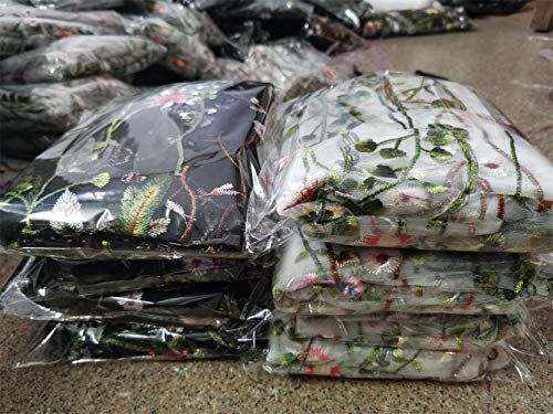 51" Width Exquisite Floral Flower Embroidery Mesh Lace Fabric Sewing Lace Trim Fabrics For Diy Wedding Dress Craft Home Decor (2 Yard,White) #TOP5