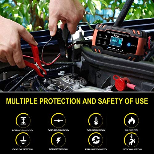 Ably Car Battery Charger 8-Amp, 24V And 12V Battery Charger Automotive, Trickle Charger For Car Battery - Smart Fully Battery Maintainer With Temperature Compensation And Lcd Display #TOP4