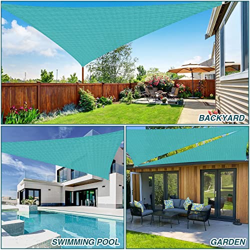 ECOOPTS 15'x19'x24' HDPE Sun Shade Sail Right Triangle Canopy Shades for Outdoor Patio Pergola Cover Blockage 95% UV Resistant(Turquoise)