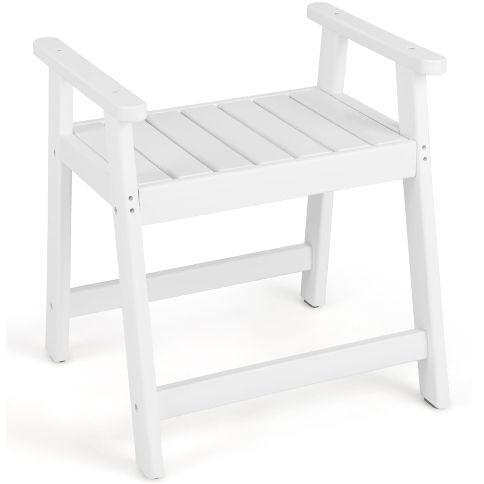 Giantex Shower Bench with Arms, Waterproof HDPE Shower Stool for Bathroom,  Heavy Duty Sturdy Bath Seat for Seniors Elderly, Non-Slip Feet, Spa Shower