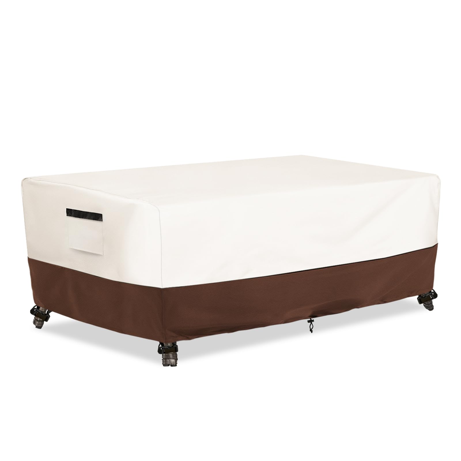 Outdoor Patio Coffee Table Cover, Waterproof Rectangular Patio Side Table Cover,Patio Furniture Covers,48 x 28 x 16 inch,Beige &amp; Brown