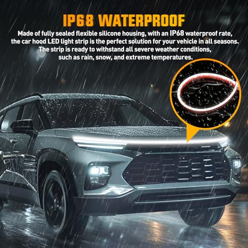 Nilight 79Inch Flexible White DRL Hood Light