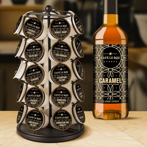 Image of NEW Cafe Le Rou Caramel Classic Syrup - 25.4 oz, 1 Pack with 1 Gold Pump Dispensers 25.4 Fl Oz (Pack of 1)