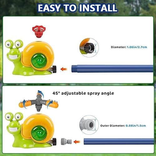 2 in1 Wassersprinkler Baseball Spielzeug für Kind, Outdoor Garten Rasen Schnecken Wasserspielzeug für Kleinkinder Junge Mädchen ab 3 4 5 6 7 8 Jahre