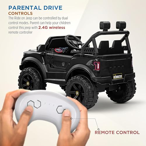 Image of Wish Master 4x4 Off-Road Electric Ride-On Jeep for Kids | 12V Battery, Remote & Manual Drive | Big Size Jeep with Music, Lights & Safety Belt