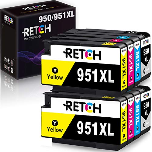 RETCH Compatible Ink Cartridge Replacement for HP 950XL 951XL 950 951 for Officejet Pro 8600 8610 8620 8100 8625 276DW 8615 251DW 8660 8630 8640 271DW 8110 8616 (8 Pack)