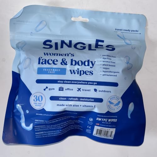 Singles Women's Face & Body Wipes UNSCENTED 30ct image 4