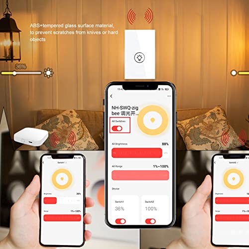 Interruptor Dimmer Inteligente Função de Sincronização ABS Vidro Temperado Plugue EUA 90-250V Interr