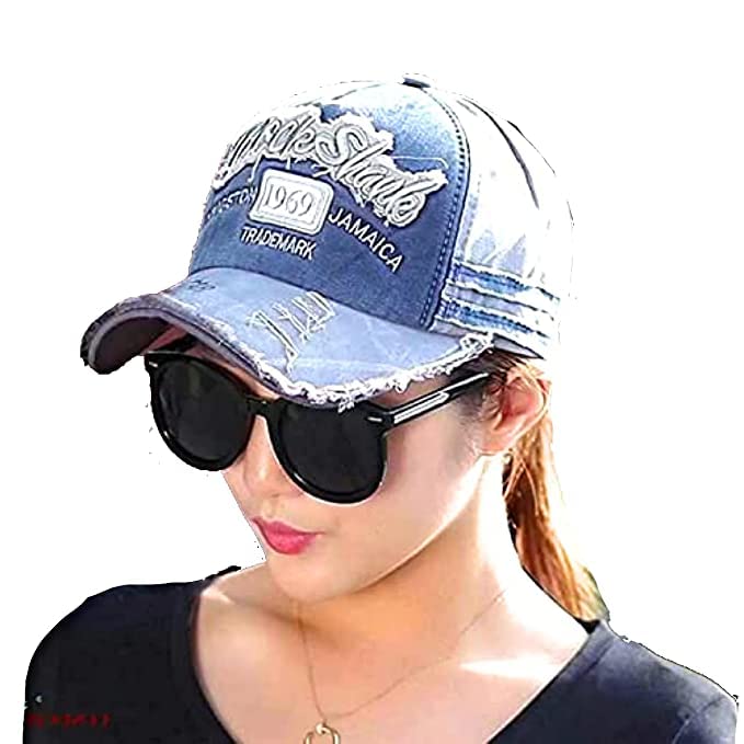 Image of 1969 Denim Washed Stylish Cap for Men Women with Brim (Fit to Head Size - Approx 54CM to 60CM)