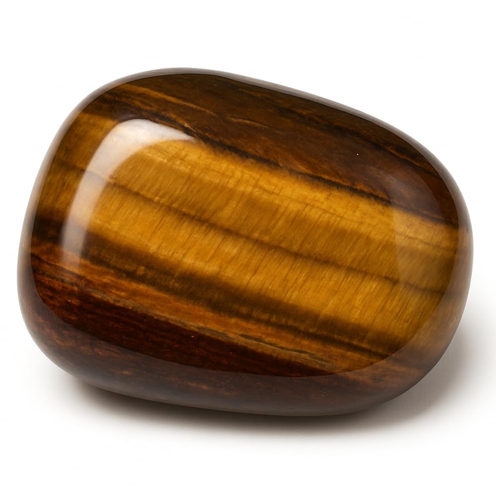 Pierre Oeil de Tigre Naturelle Roulée 3 à 4 cm, Lithothérapie Protection, Force et Ancrage, Guide Oeil de Tigre Inclus, Chakra Racine et Plexus, Collection Minéraux Bien-Être - 1 Unité