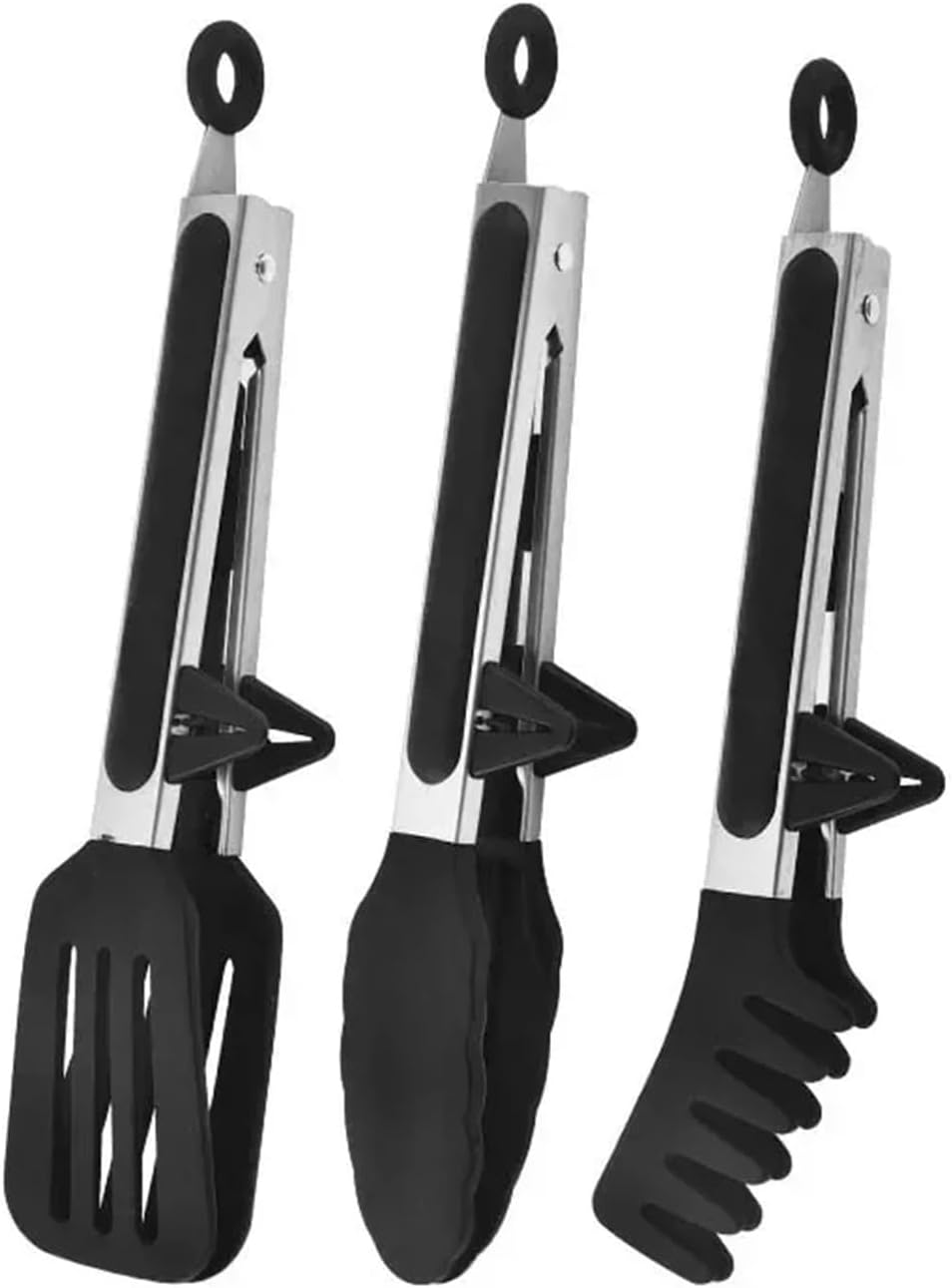 3個セット フードトング ステンレススチール キッチントング シリコン ノンスリップ クッキングクリップ クランプ BBQ サラダツ