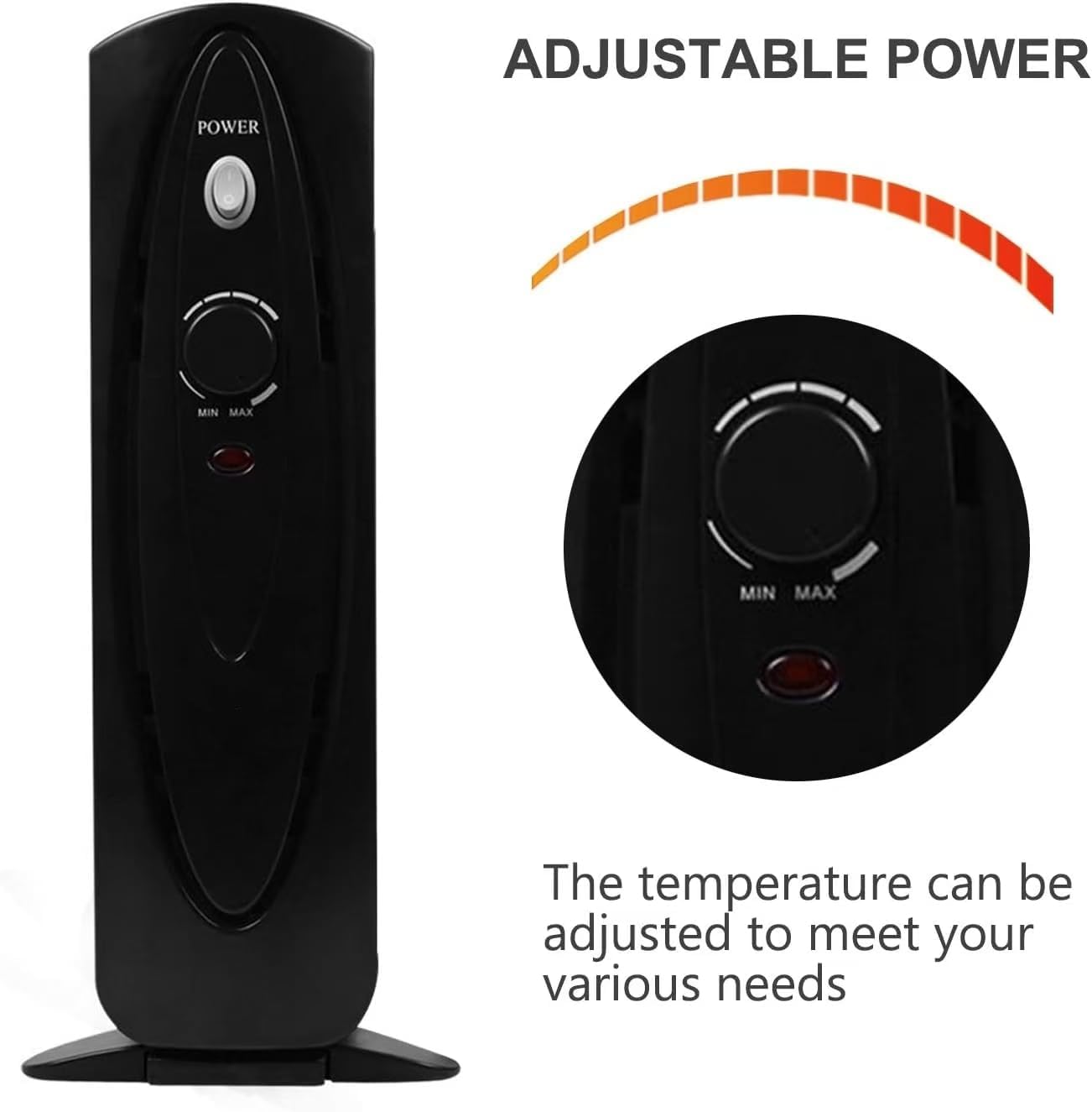 Oil Filled Radiator Heater,Oil Heater with Adjustable Thermostat?Electric Radiator Heater with Overheat Safety?Mini Portable Space Heater?700W BLACK