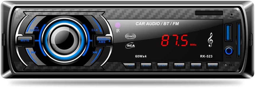 LSLYA Car Stereo Audio Receiver FM Radio MP3 Player with Bluetooth USB/SD/AUX/MMC Single Din in-Dash with Remote Control