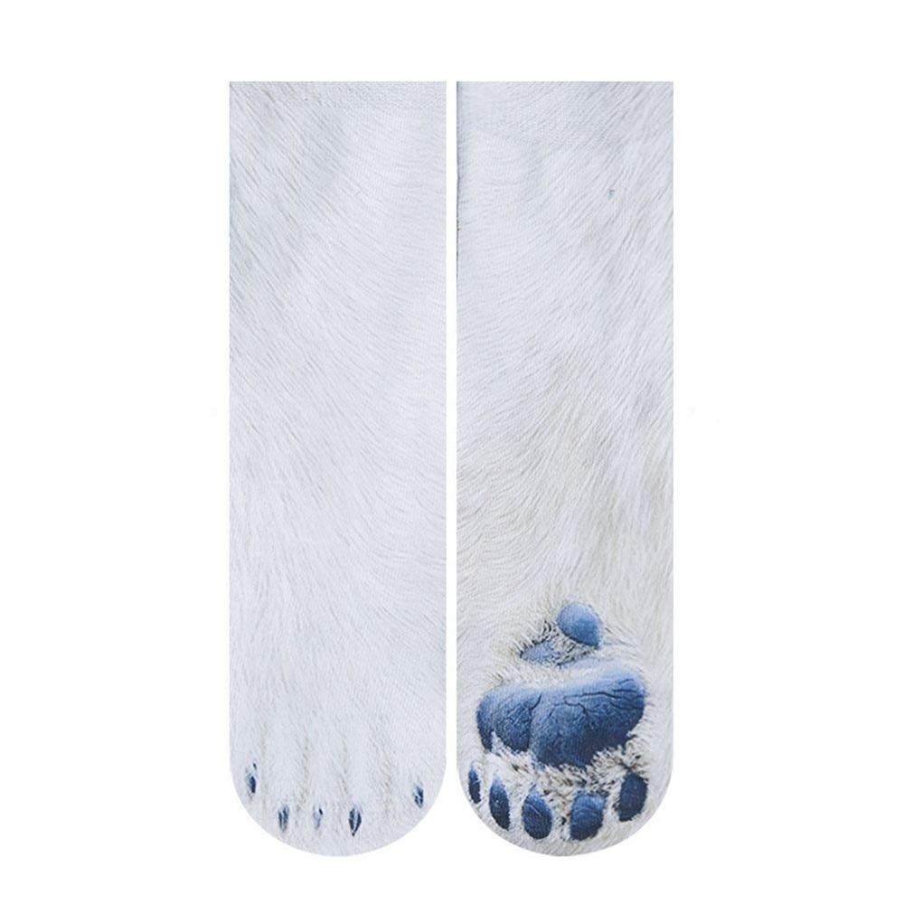 MoonyLI Unisex Animal Foot Socks Animal Paw 3D Simulation Print Crew Socks Funny Animal Pattern Kids Socks, Polar Bear, standard size
