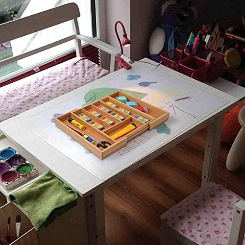 Lantaly 100% Pure Bamboo Expandable Drawer Organizer for Utensil, Cutlery and Utility, Adjustable Kitchen Drawer Divider, Premium Cutlery and Utensil Tray
